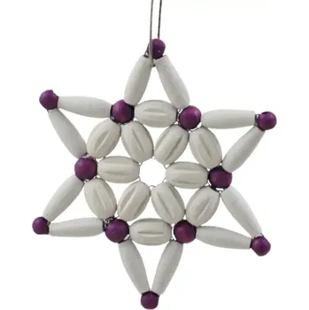 Vánoční ozdoba Hvězda na stromeček bílá s fialovou