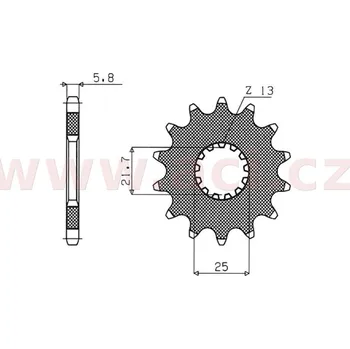 Řetězová sada pro motocykl řetězové kolečko pro sekundární řetězy typu 520, SUNSTAR (15 zubů) YAMAHA TZR 250 1987-1989