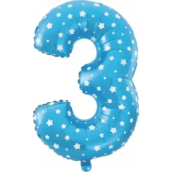 Balónek Fóliový balónek 3 Modrý s hvězdičkami 100 cm 1 Ks