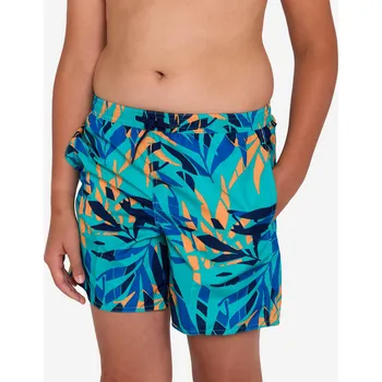 Pánské plavky DECATHLON Chlapecké surfařské kraťasy 100 s kapsami 14 LET MODRÁ|ZELENÁ