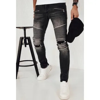 Pánské džíny Tmavě šedé džínové kalhoty s oděrkami a kapsami UX4151 Velikost: 32