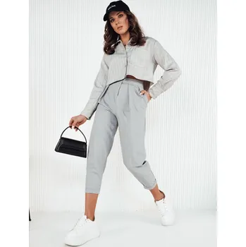 Dámské kalhoty Šedé kalhoty s vysokým pasem BAFROT UY1888 Velikost: L