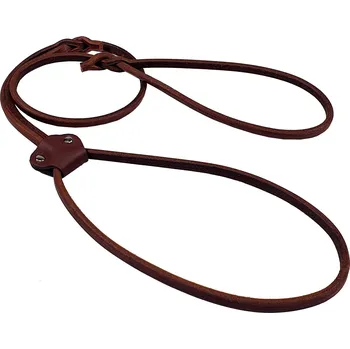 Vodítko pro psa BAFPET Předváděcí vodítko z kulaté kůže Barva: Hnědá, Rozměr: 8mm x 100cm 50055