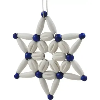 Vánoční ozdoba Hvězda na stromeček bílá s modrou