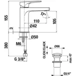 Jika CUBITO-N baterie chrom umyvadlová stojánková 105 mm bez výpusti