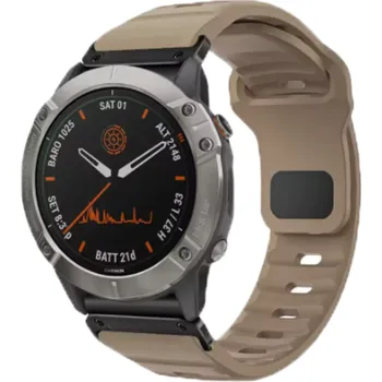 Silikonový řemínek s cvočkem EasyFit/QuickFit 22 mm na Garmin watch Světle hnědá