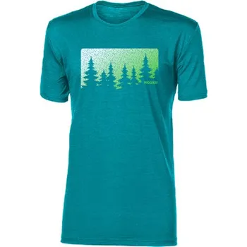 cyklistický dres Triko krátké pánské Progress HRUTUR FOREST merino zelený melír XL