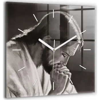 Hodiny Skleněné hodiny nástěnné tiché bezhlučné obraz Ježíš modlitba