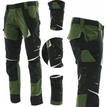 Pracovní obuv ELASTICKÉ PRACOVNÍ KALHOTY KHAKI OLIVOVÉ BAVLNĚNÉ strečové SPANDEX BOZP 60