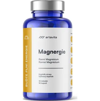 Artavita Magnergie magnézium malát taurát hořečnatý hořčík bisglycinát vitamín B3 B6 C D3 90 kapslí