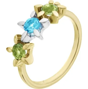 Prsten JK Zlatý prsten kytičky s přírodními peridoty a topazem Velikost prstenu: 46 Peridot 14 kt ZPKV004H-46-0001