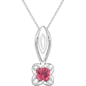 Náhrdelník JK Zlatý přívěsek kytička přírodním turmalínem a diamanty Diamant 14 kt ZZDI213B-99-1001