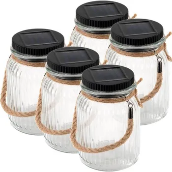 Venkovní osvětlení 5x dekorativní solární osvětlení sklenice venkovní + vnitřní, možnost naplnění, 15,5 cm