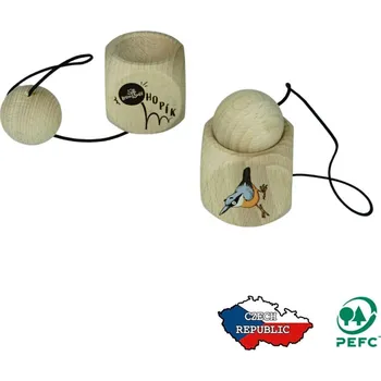 Dřevěná hračka Lesní svět Dřevěný hopík Brhlík (Dřevěná hra pro děti pro trénování zručnosti kalíšek s kuličkou od českého výrobce Lesní svět. Motorická hra pro děti Hopík s lesním motivem z ekologicky certifikovaného dřeva.)