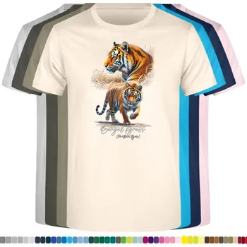 Dívčí tričko detske-levne-bavlnene-tricko-potisk-bengalsti-tygri Barva: Natural - přírodní, Dětská bavlněná trička JHK: M