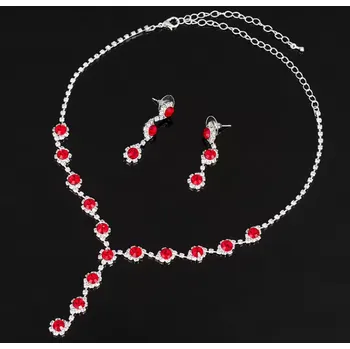 Souprava šperků B-TOP Postříbřená 2-dílná souprava s krystaly Druh barvy: Červená