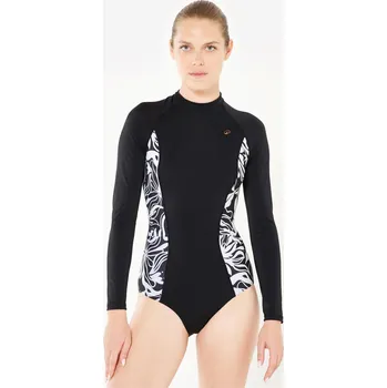 Dámské plavky OLAIAN Dámské jednodílné surfařské plavky s dlouhým rukávem Dani 46 ČERNÁ