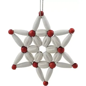 Vánoční ozdoba Vánoční hvězda na stromeček bílá s červenou