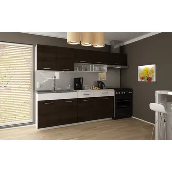 Kuchyňská linka Kuchyňská linka Tatius 240/180 wenge/bílý pruh