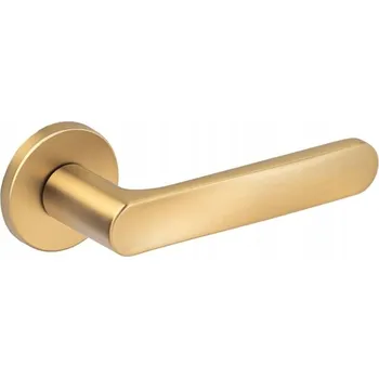 Dveřní kování Klika Rita Fit, kulatá rozeta, zlatá saténová R68F VDS