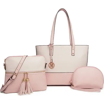 3-dílná sada tašek - shopperka, crossbody kabelka a kosmetička Miss Lulu Valeria - růžová