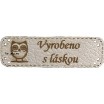 Příze Koženkový štítek bílý – 48 × 15 mm