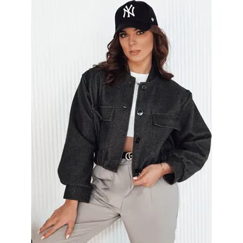 Dámský kabát Tmavě šedý krátký bomber HONES TY4142 Velikost: ONE SIZE