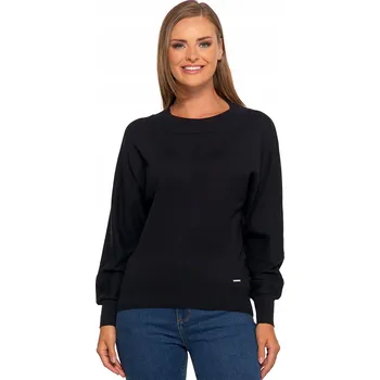 Dámský svetr DÁMSKÝ SVETR KLASICKÝ STYLOVÝ VOLNÉ RUKÁVY MORAJ VISKÓZA ČERNÁ XS/S
