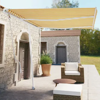 Markýza ZBXL Volně stojící automatická markýza 350 x 250 cm žlutá/bílá