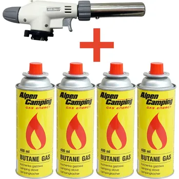 Alpen Camping Plynový hořák(master torch) + 4 ks plynové kartuše