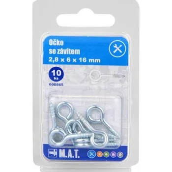 Šroub očko se závitem zavřené 16x6x2,8mm Zn (10ks)