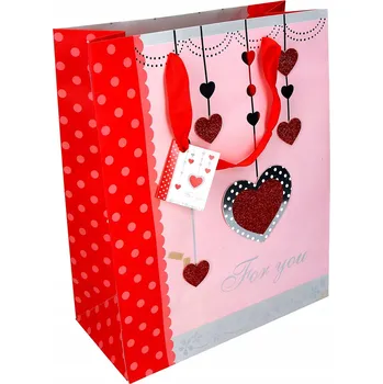 Dárková taška Dárková taška na Valentýna srdíčka For You V-111