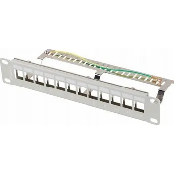 Patch panel LANBERG PATCH PANEL 12 PORTŮ 1U 10" FTP PRO MODULY KEYSTONE ŠEDÝ V2
