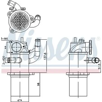 Palivový systém Chladič, recirkulace spalin NISSENS 989423