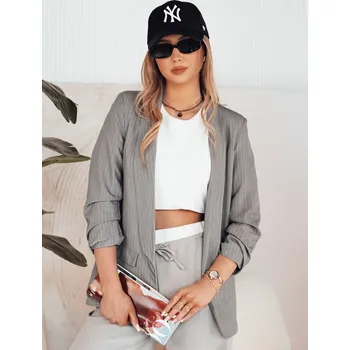 Dámské sako Šedé sako s jemnými pruhy OPTON PY0095 Velikost: ONE SIZE