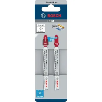 Pilový plátek BOSCH Pilový plátek pro přímočaré pily PRO Plastics PMMA clean T102BF 92 mm, 2 ks (2608655102)