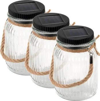 Venkovní osvětlení 3x solární dekorativní osvětlení sklenice k naplnění venkovní + vnitřní, 15,5 cm