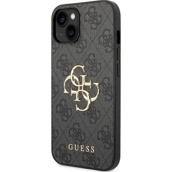 Telefonní příslušenství Guess PU 4G Metal Logo Zadní Kryt pro iPhone 15 Grey GUHCP15S4GMGGR