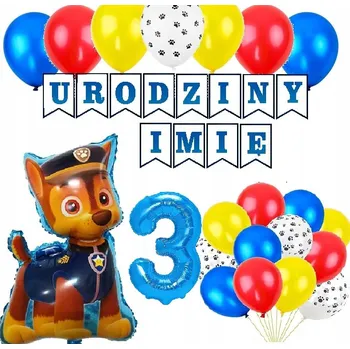 Balónek BALÓNKY k narozeninám 1-9 Tlapková patrola + JMÉNO, sada XL