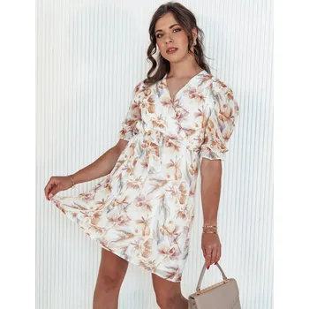 Dámské šaty Bílé květinové mini šaty LILIANNA EY2508 Velikost: L