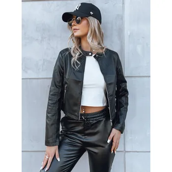 Černá krátká koženková crop bunda CHIC STYLE TY3897 Velikost: S