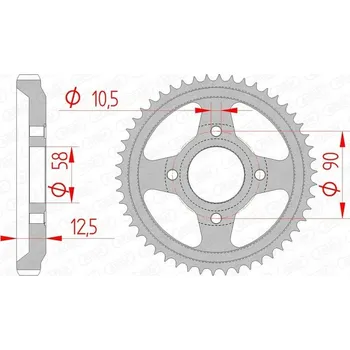 Nářadí na motocykly 10216-50 ZADNÍ ROZETA MOTO. OCELOVÁ, POZINKOVANÁ, STŘÍBRNÁ AFAM