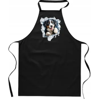 Kuchyňská zástěra KUCHYŇSKÁ ZÁSTĚRA bavlna černá díra PES Bernardýn štěně FA_479_cz