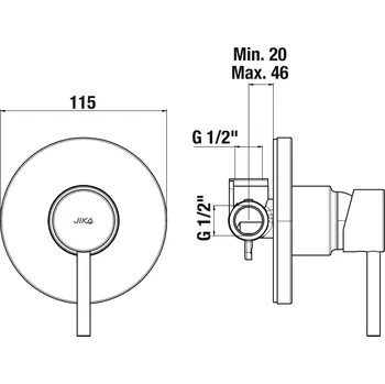 Vodovodní baterie Jika MIO STYLE chrom sprchová podomítková bez přepínače