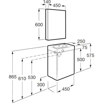 Koupelnový nábytek Roca Mini sestava umývátko+skříňka+galerka, bílá