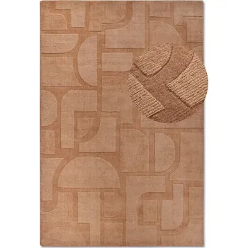 Koberec Koberec vlněný do obýváku 80x150cm, hnědý moderní 3D vzor