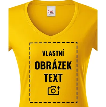 Dámské tričko Dámské tričko s výstřihem do V s vlastním potiskem, Barva Žlutá Bezvatriko.cz