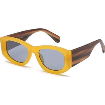 GISELLE Wood edition Dámské oválné sluneční brýle Žluté Giselle GSL22636a