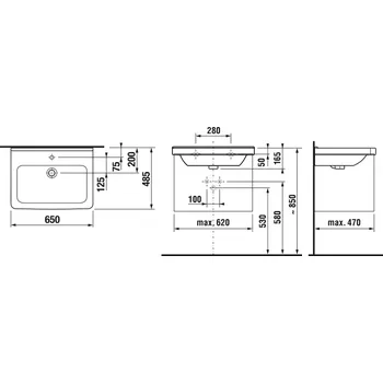 Umyvadlo JIKA Cubito JP-bílá umyvadlo 65 x 48 5 cm s 1 otvorem pro baterii uprostřed 8.1042.4.100.104.1 H8104241001041