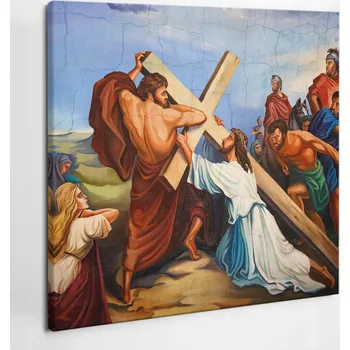 Obraz Plátěný obraz na plátně Fotografie Křížová cesta 60x60 cm